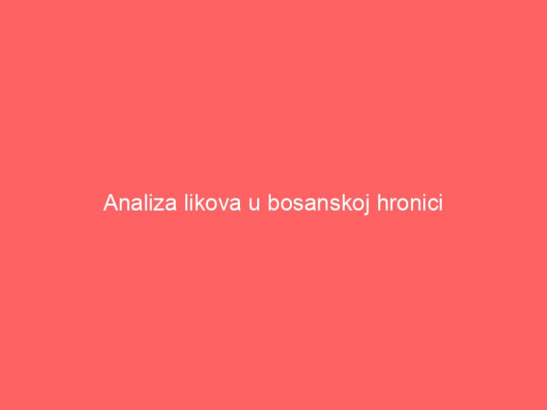Analiza likova u bosanskoj hronici