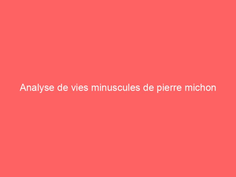 Analyse de vies minuscules de pierre michon