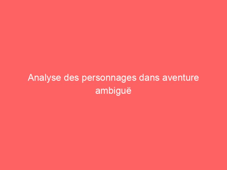 Analyse des personnages dans aventure ambiguë