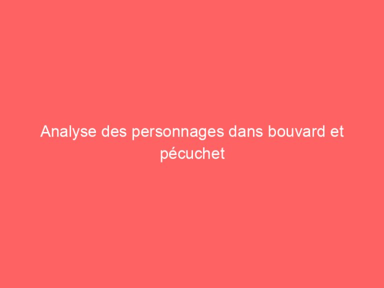 Analyse des personnages dans bouvard et pécuchet