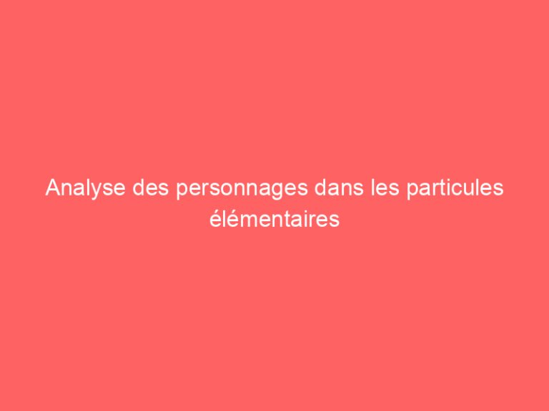 Analyse des personnages dans les particules élémentaires