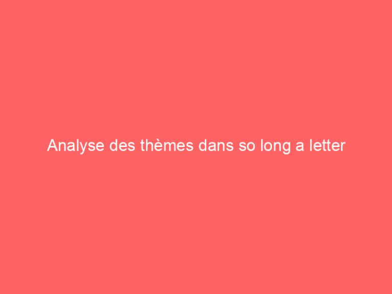Analyse des thèmes dans so long a letter