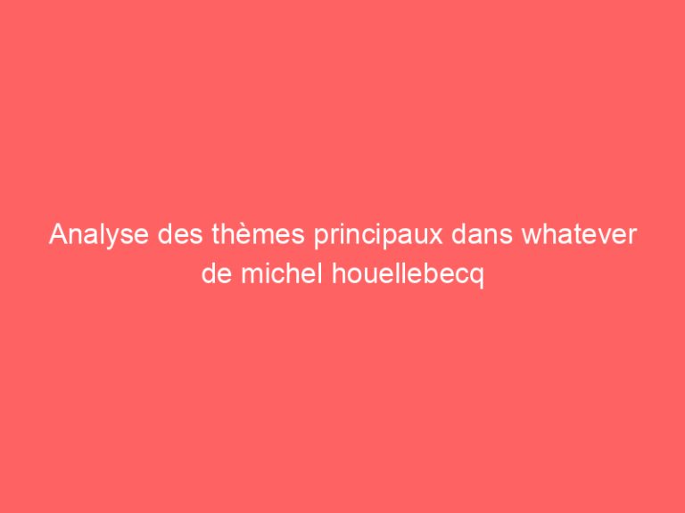 Analyse des thèmes principaux dans whatever de michel houellebecq