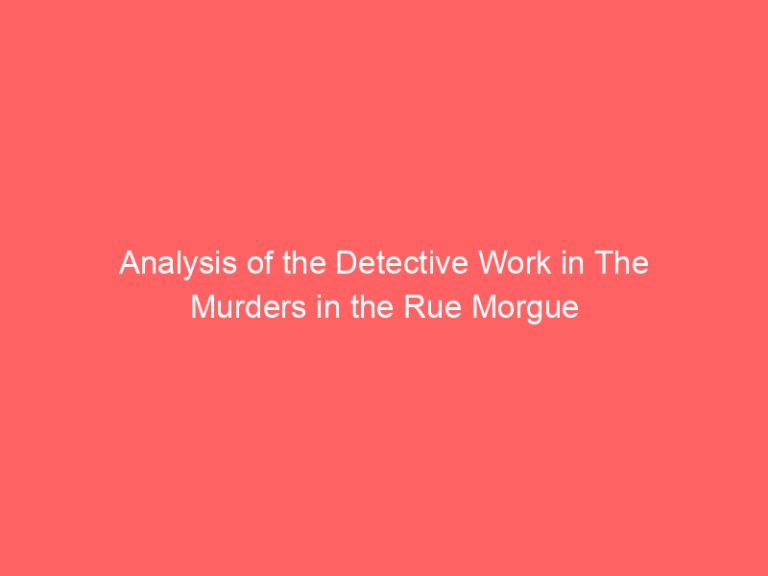 Analysis of the Detective Work in The Murders in the Rue Morgue