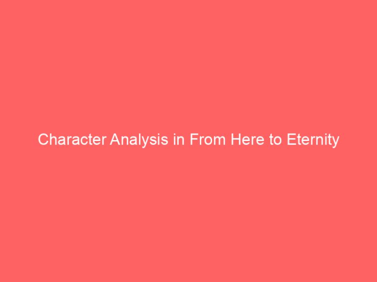 Character Analysis in From Here to Eternity