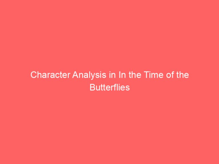 Character Analysis in In the Time of the Butterflies
