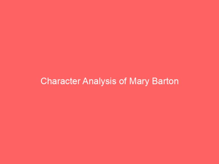 Character Analysis of Mary Barton