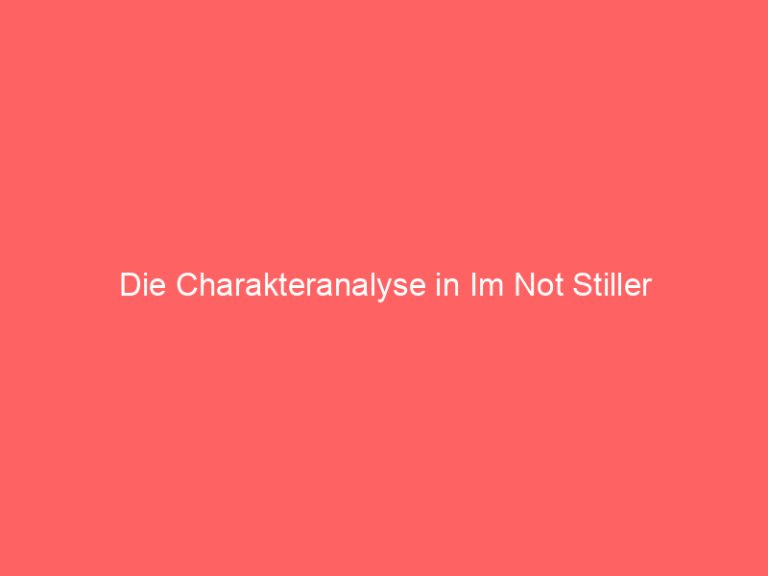 Die Charakteranalyse in Im Not Stiller
