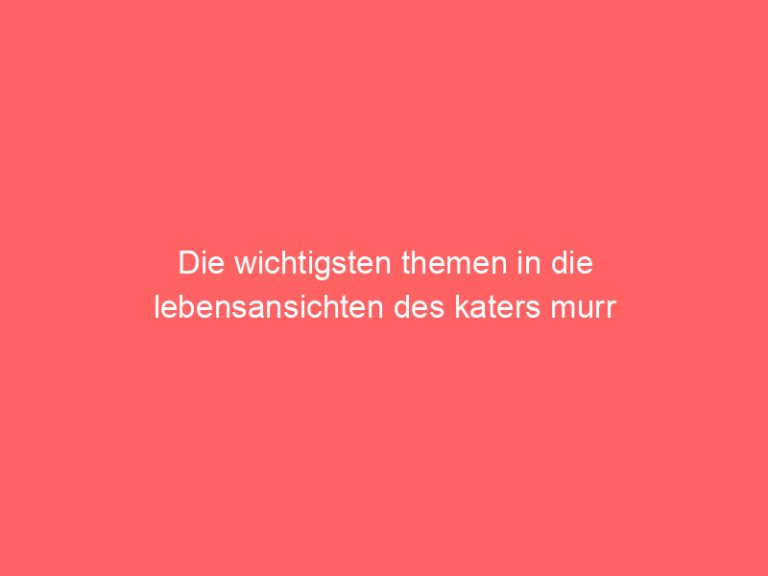 Die wichtigsten themen in die lebensansichten des katers murr