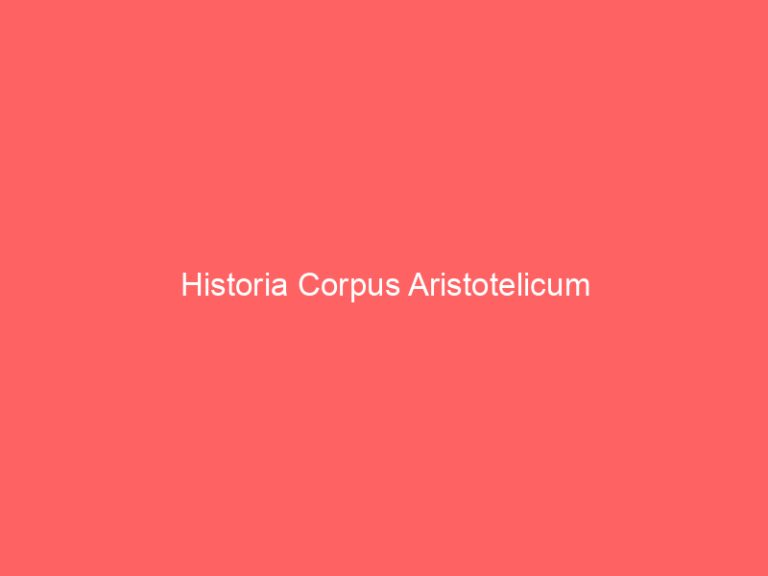 Historia Corpus Aristotelicum