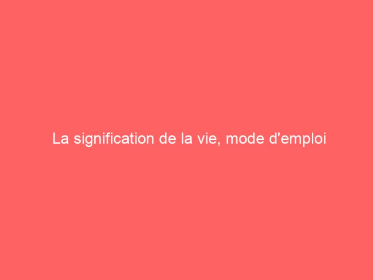 La signification de la vie, mode d’emploi