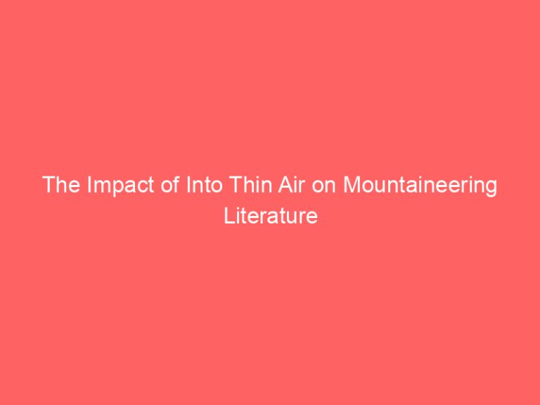 The Impact of Into Thin Air on Mountaineering Literature