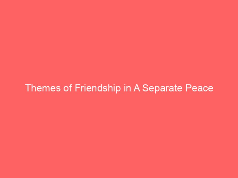 Themes of Friendship in A Separate Peace