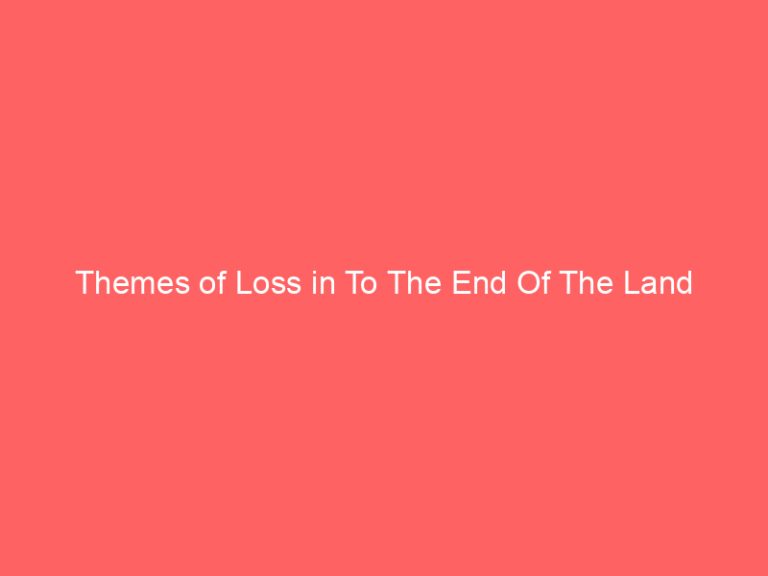 Themes of Loss in To The End Of The Land