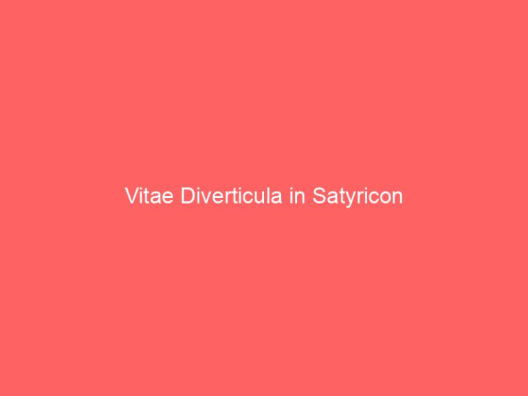 Vitae Diverticula in Satyricon